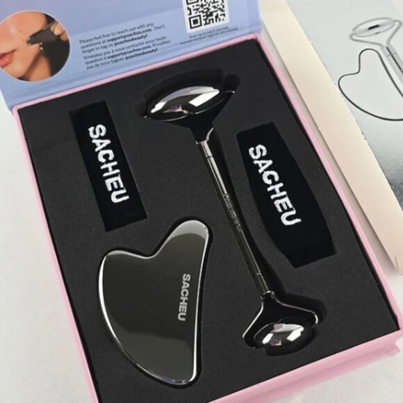 Sacheu Stainless Steel Face Roller and Gua Sha Bundle - - Picture 2 of 6